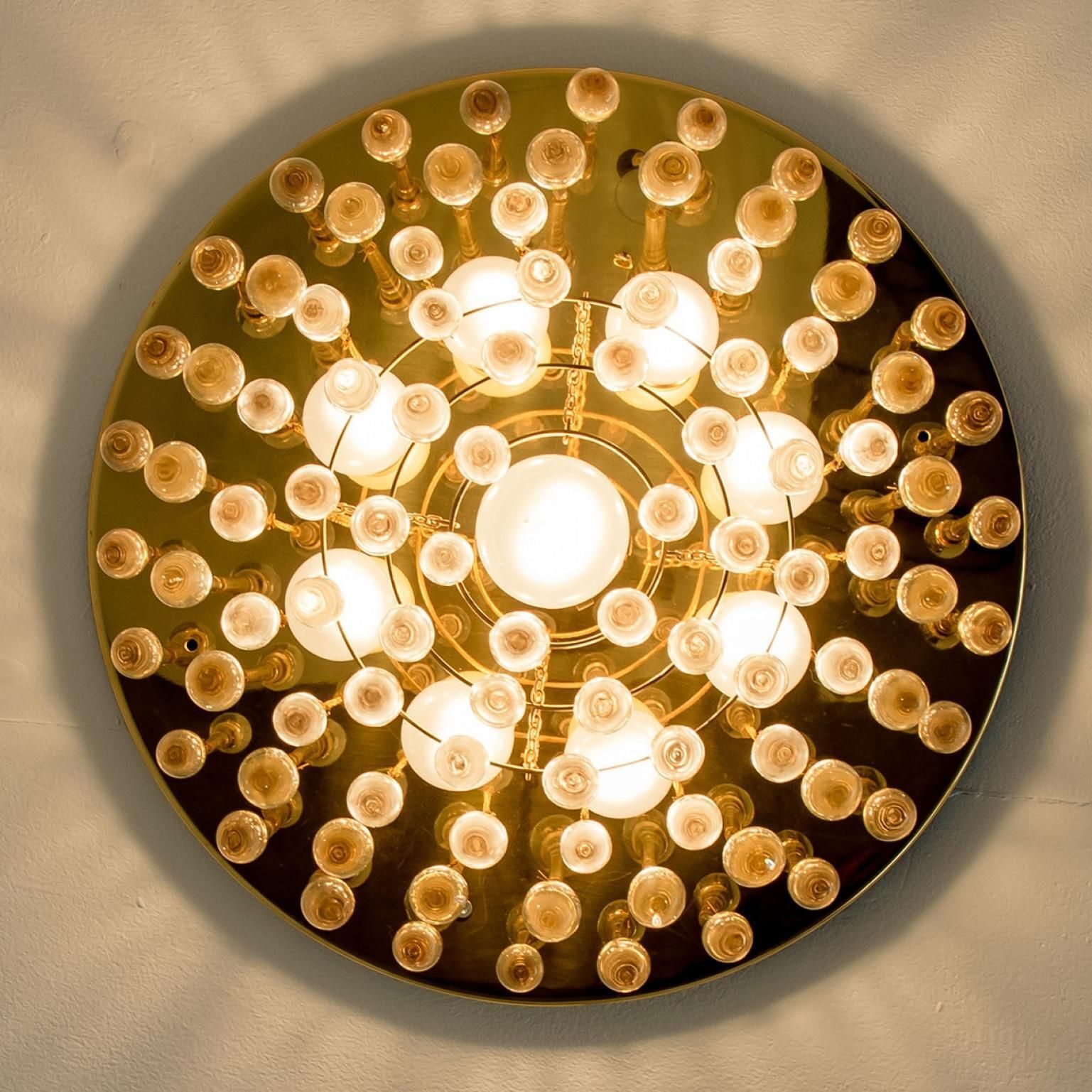 Drop Gold Glass And Brass Flush Mount By Ernst Palme, 1970s photo vintage