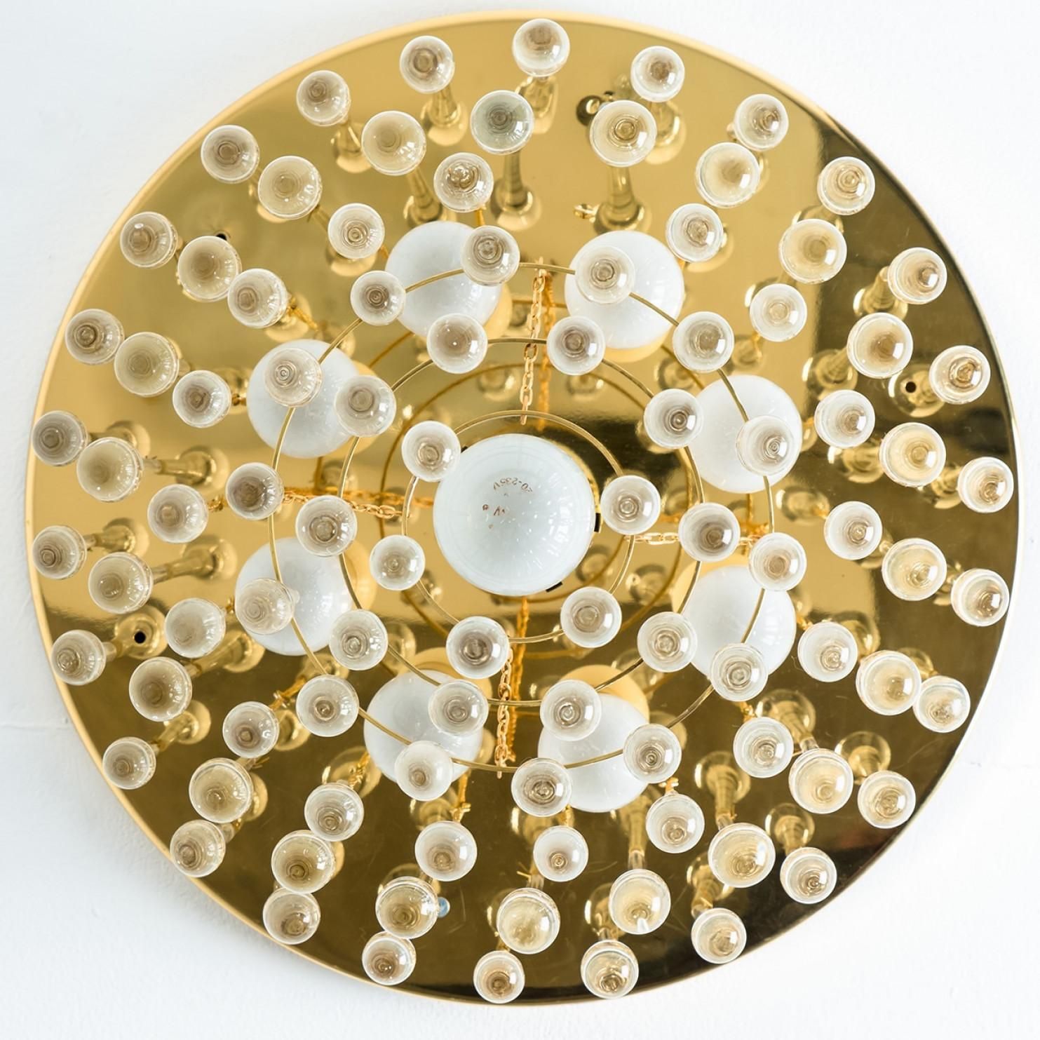 Lighting Drop Gold Glass And Brass Flush Mount By Ernst Palme, 1970s photo