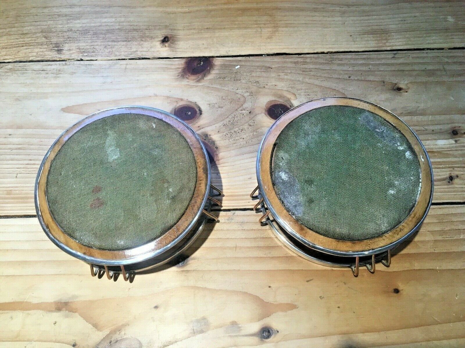 Pair Of Antique Georgian Silver Plated Copper Wire Champagne Wine Bottle Coaster photo vintage