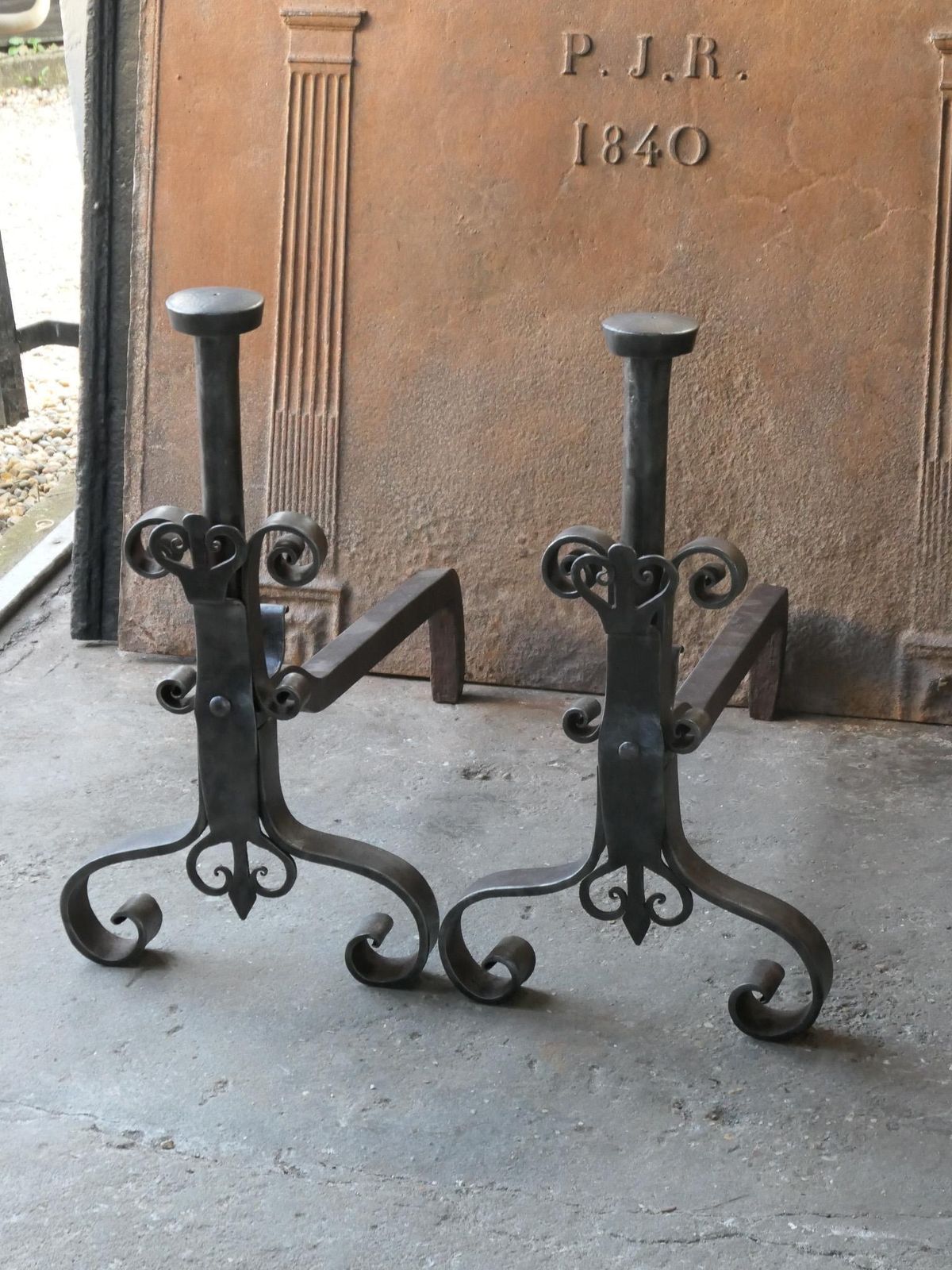 photo furniture Large French 18th Century Andirons Or Landiers