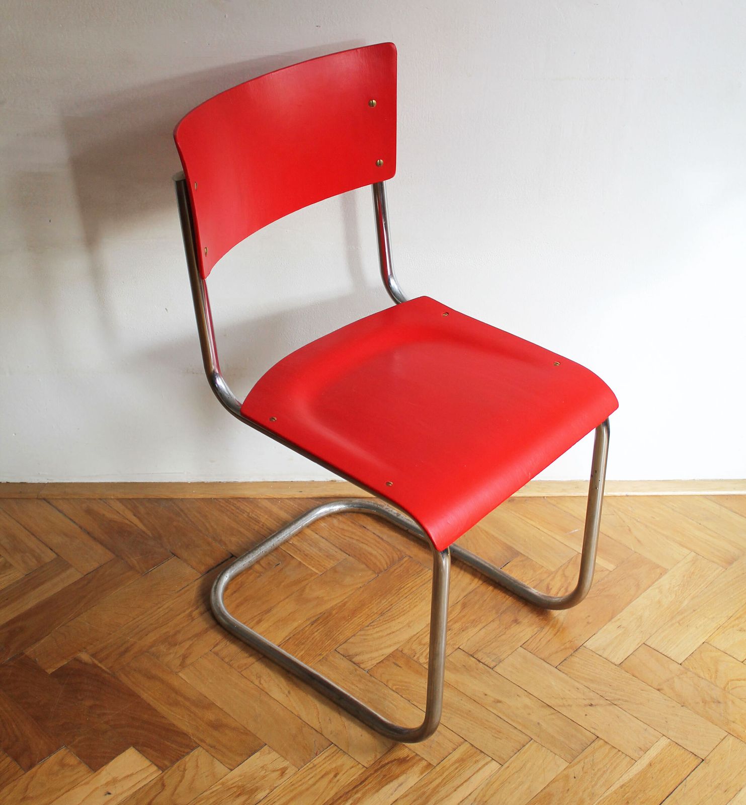 Bright Red 1950's Modernist Cantilevered Chair photo Furniture