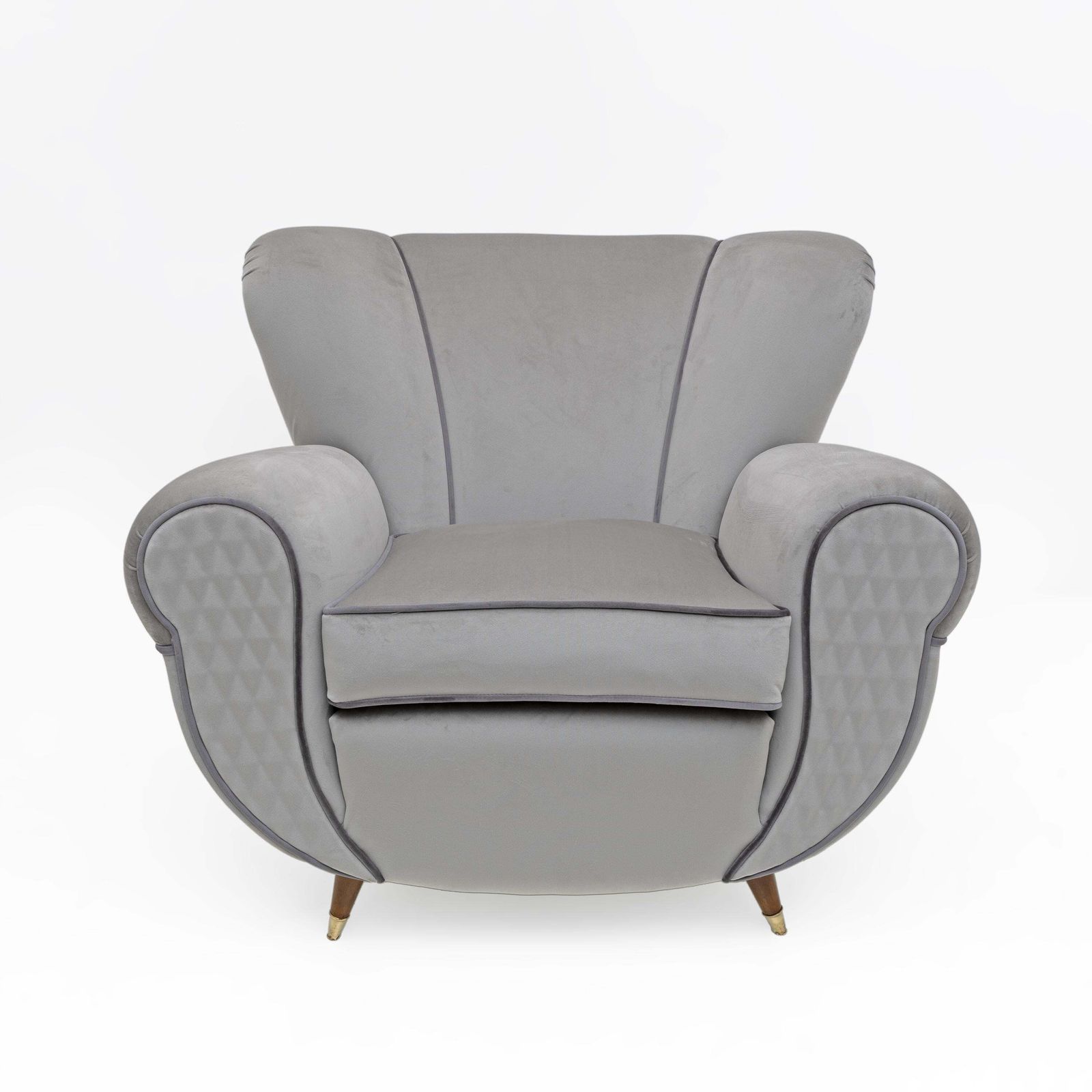 Attributed Guglielmo Ulrich Art Deco Italian Velvet Armchairs, 1940s, Pair photo for sale