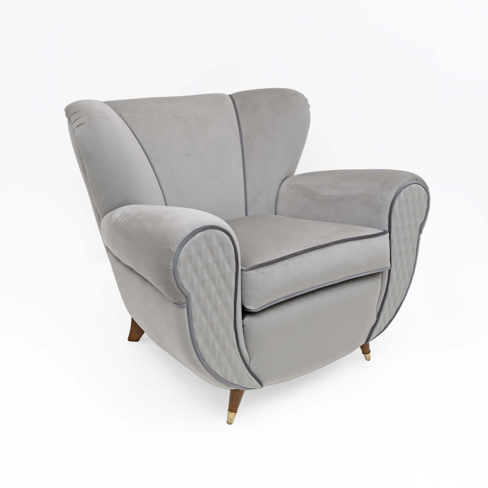 Attributed Guglielmo Ulrich Art Deco Italian Velvet Armchairs, 1940s, Pair photo 10221.0