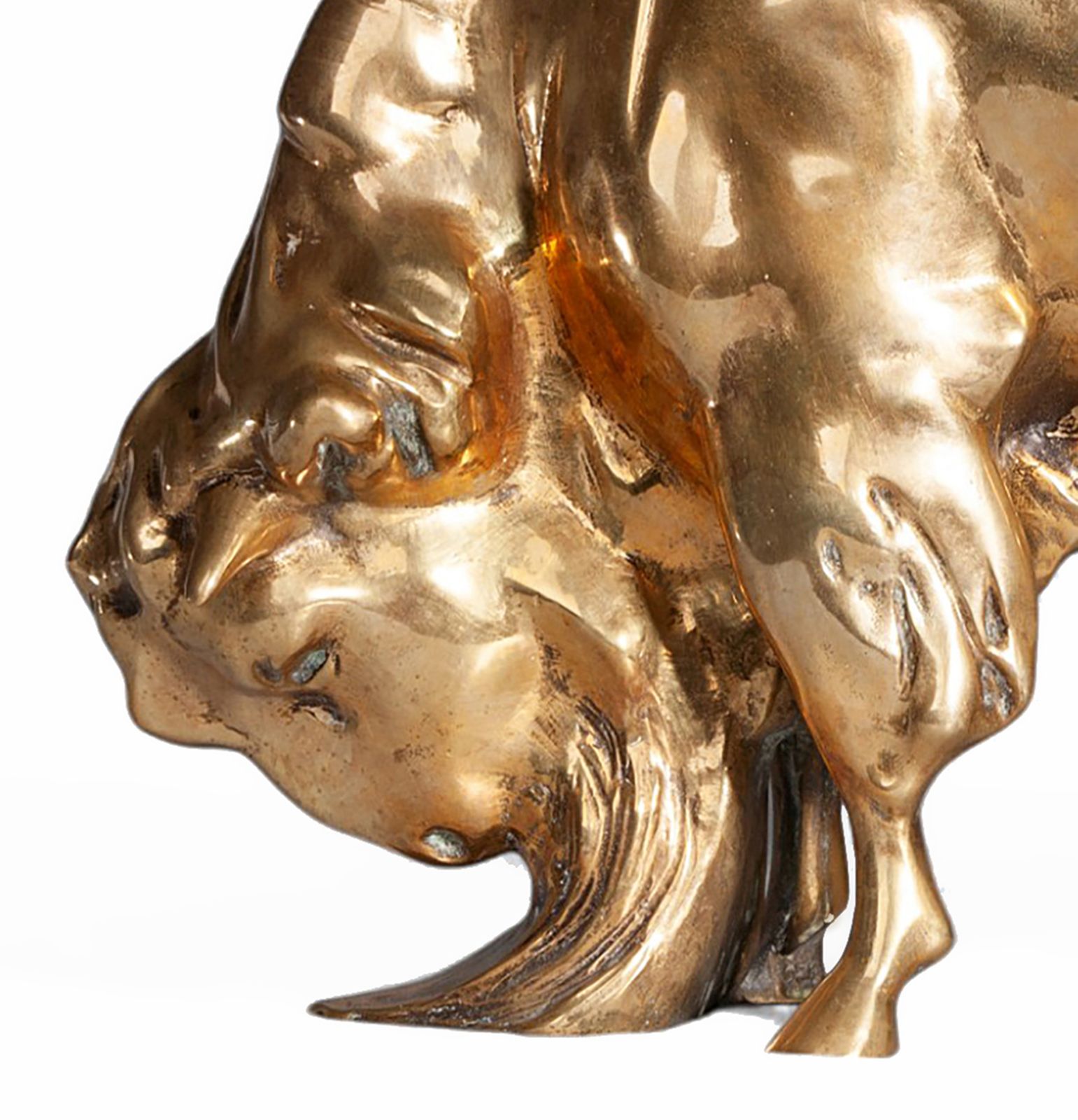 Early 20th Century Art Déco Gilt Bronze Bearded Buffalo/Bison Sculpture, France photo vinterior