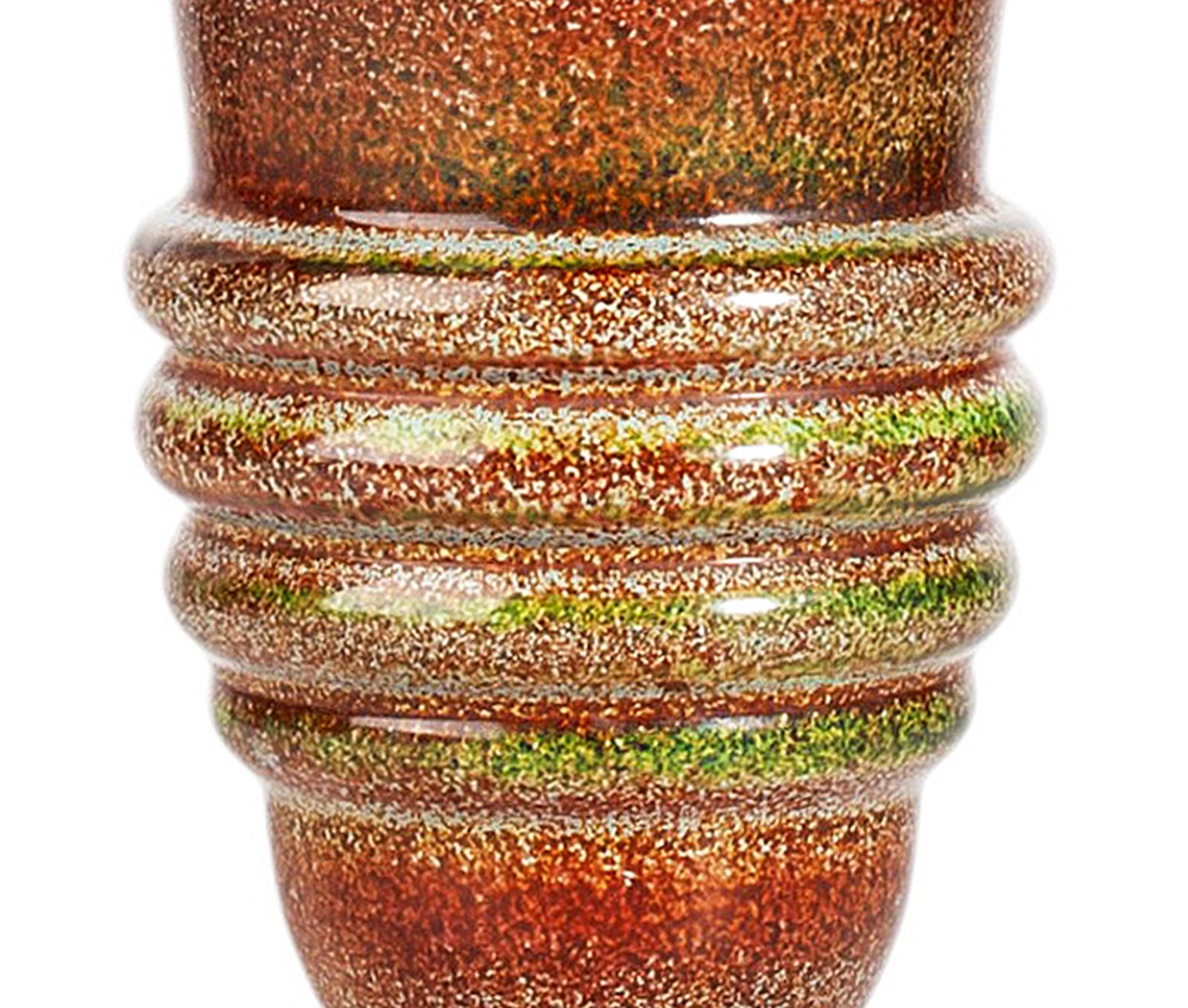 Mid 20th Century Modern Barbini Like Enameled Murano Glass Trumpet Vase, Italy photo vintage