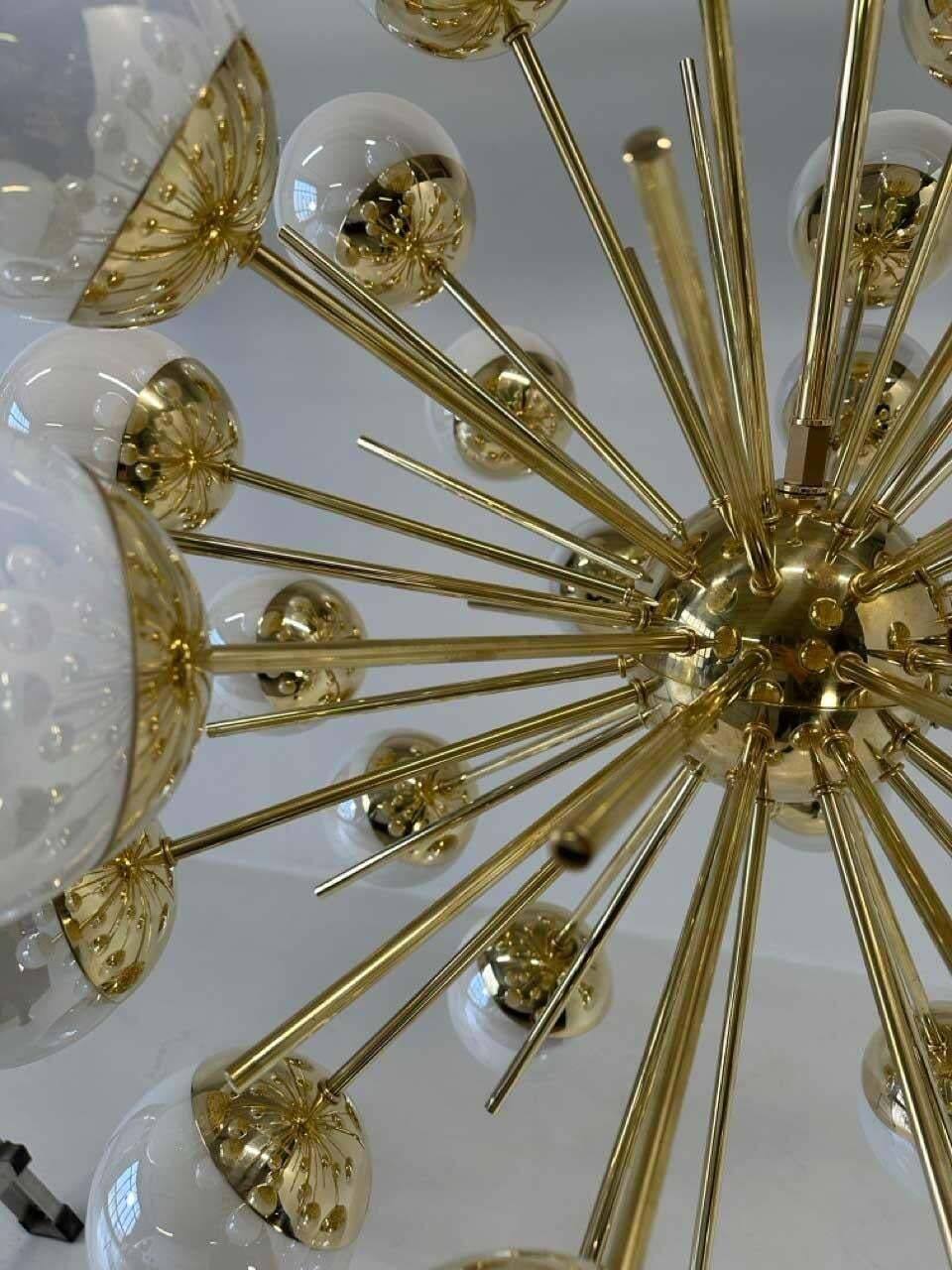 8081.0 Stunning Mid Century Modern Murano Glass & Brass Sputnik Chandelier photo