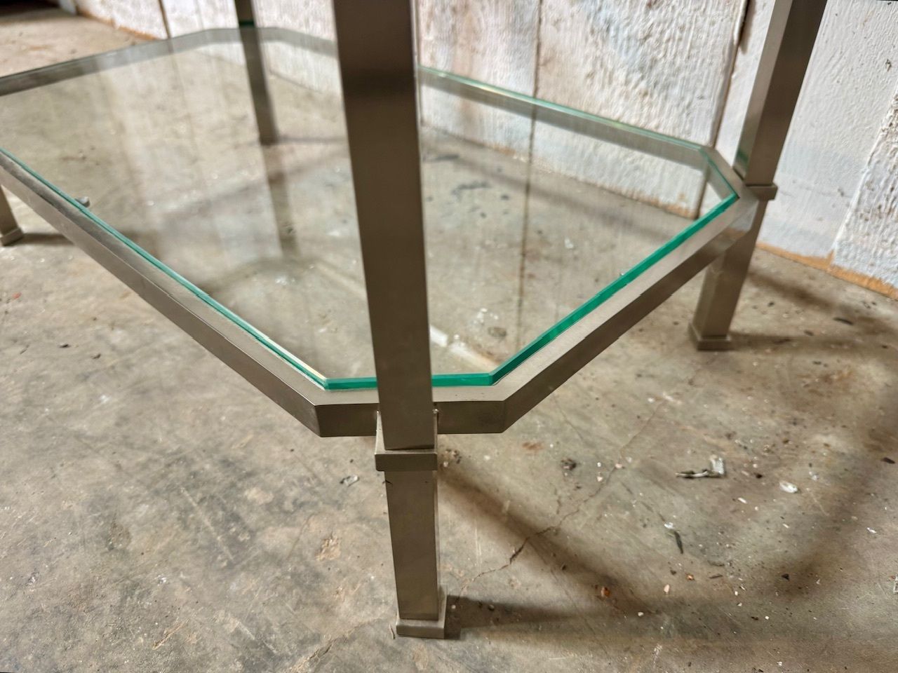 500.0 Quality French Mid Century Chrome Occasional Table photo