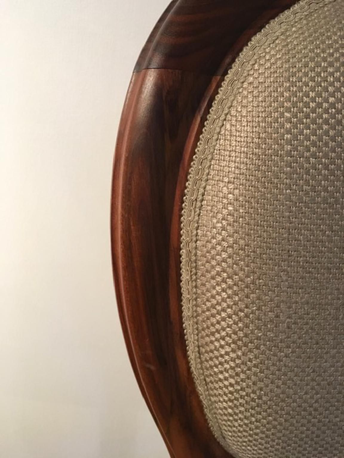 1990 Italy Post Modern Set 4 Chairs In Walnut And Linen photo vintage