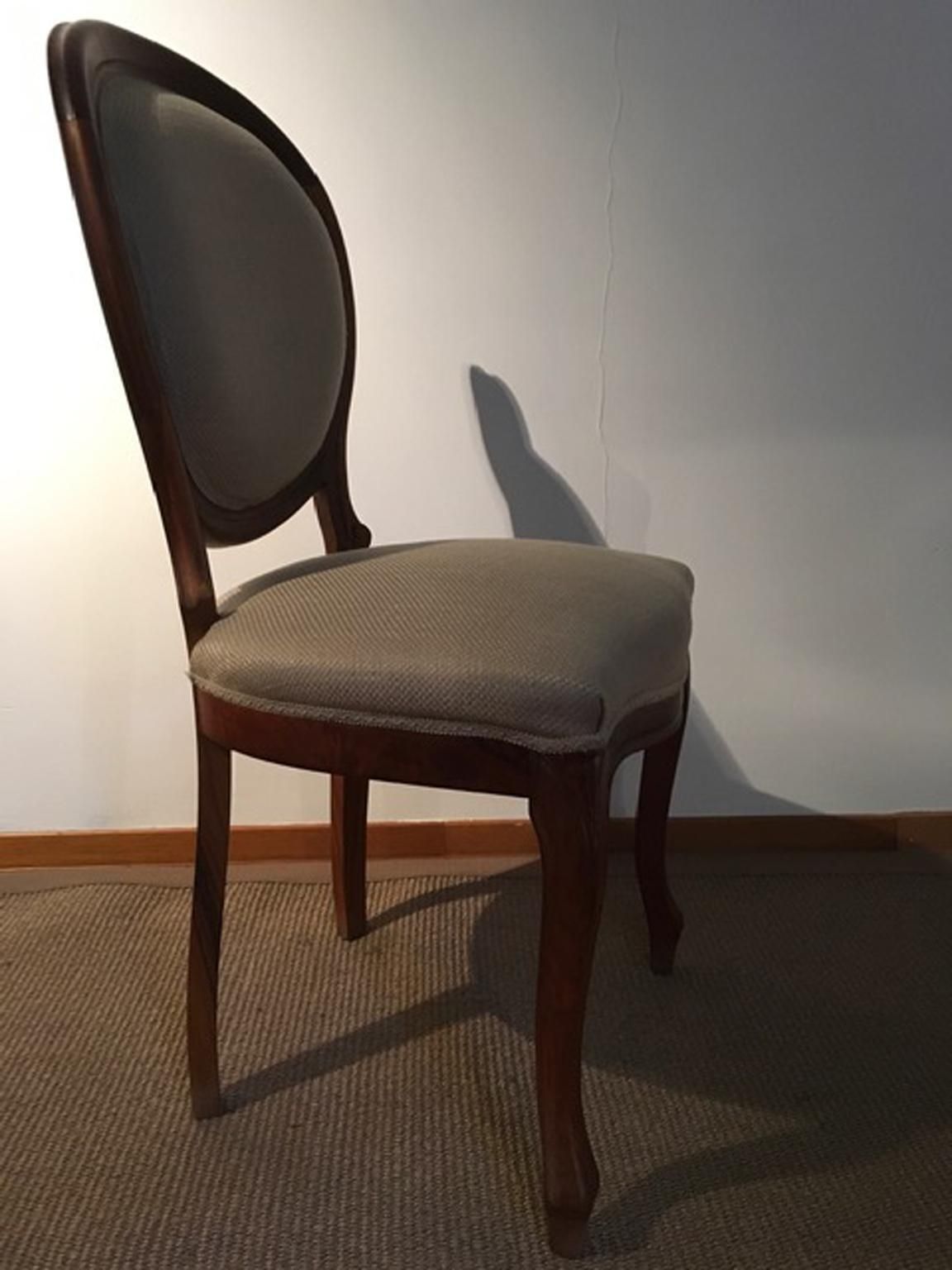 photo buy 1990 Italy Post Modern Set 4 Chairs In Walnut And Linen