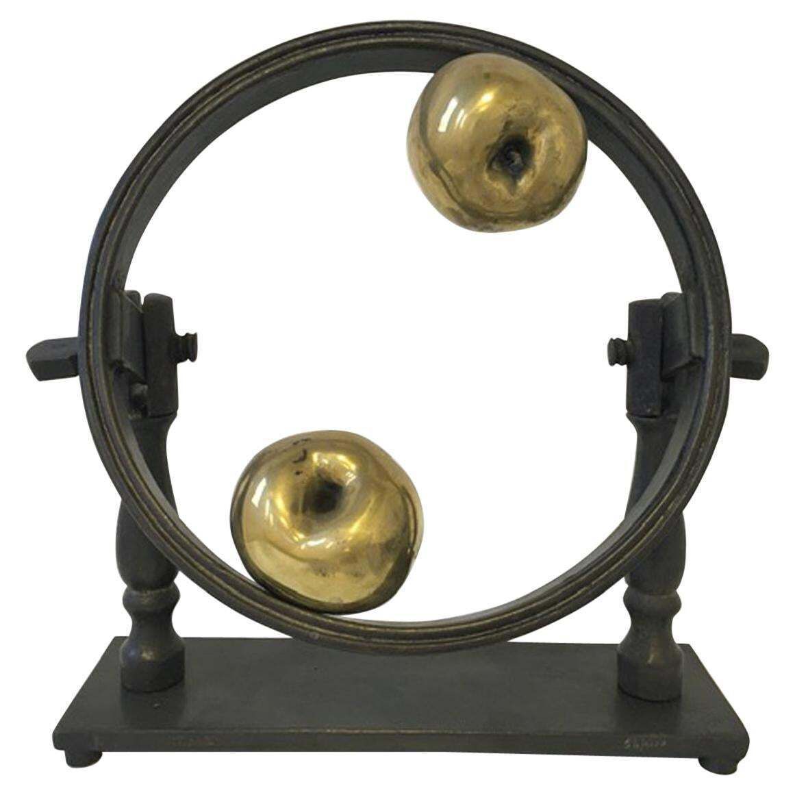 1980 Italy Post Modern Abstract Bronze Sculpture Little Universe On Earth