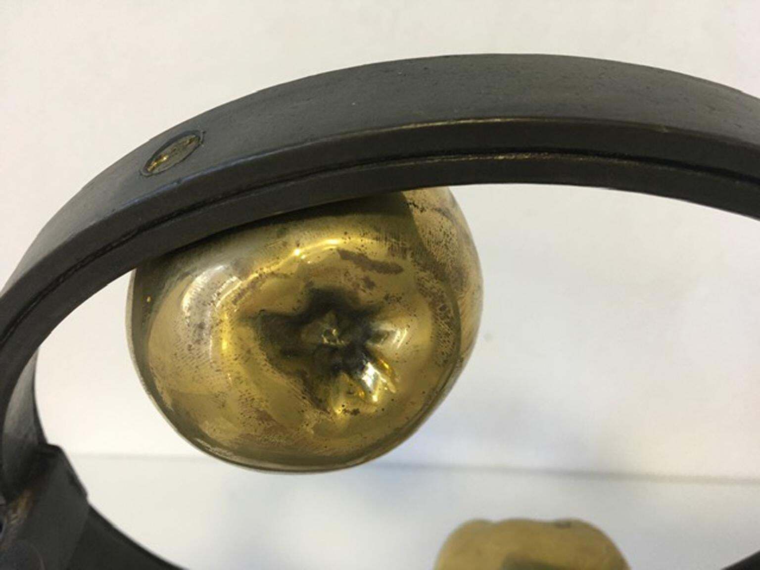 photo vintage 1980 Italy Post Modern Abstract Bronze Sculpture Little Universe On Earth