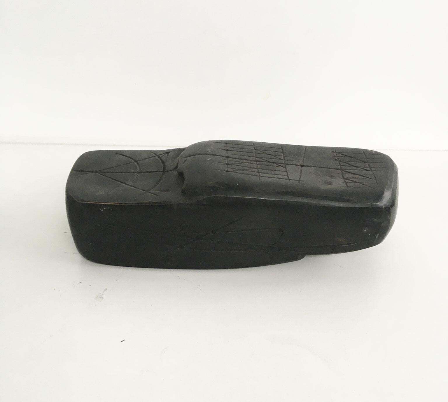 Italy 1980 Black Bronze Abstract Sculpture Walter Valentini Big Tracks Tracce photo 2212.0