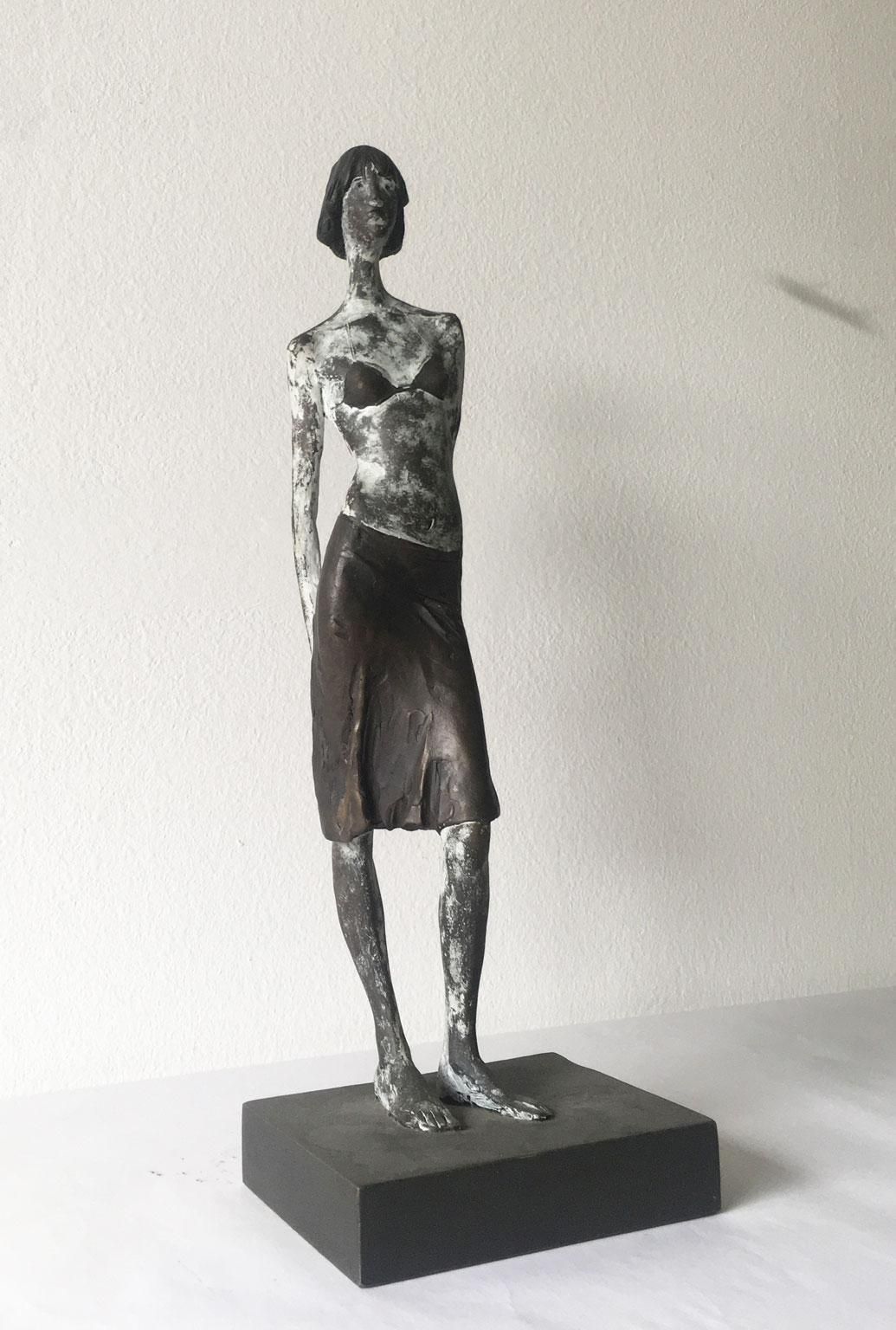 Italy Cast Lost Wax Woman Figurine Bronze Sculpture By Aron Demetz Guardando photo 8251.0