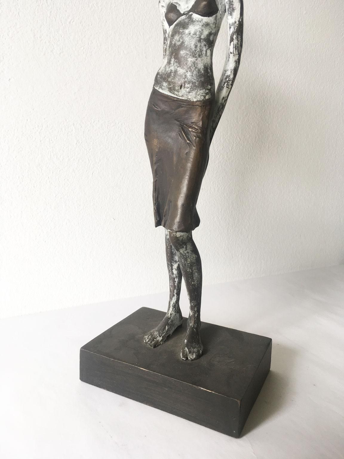 Art Italy Cast Lost Wax Woman Figurine Bronze Sculpture By Aron Demetz Guardando photo