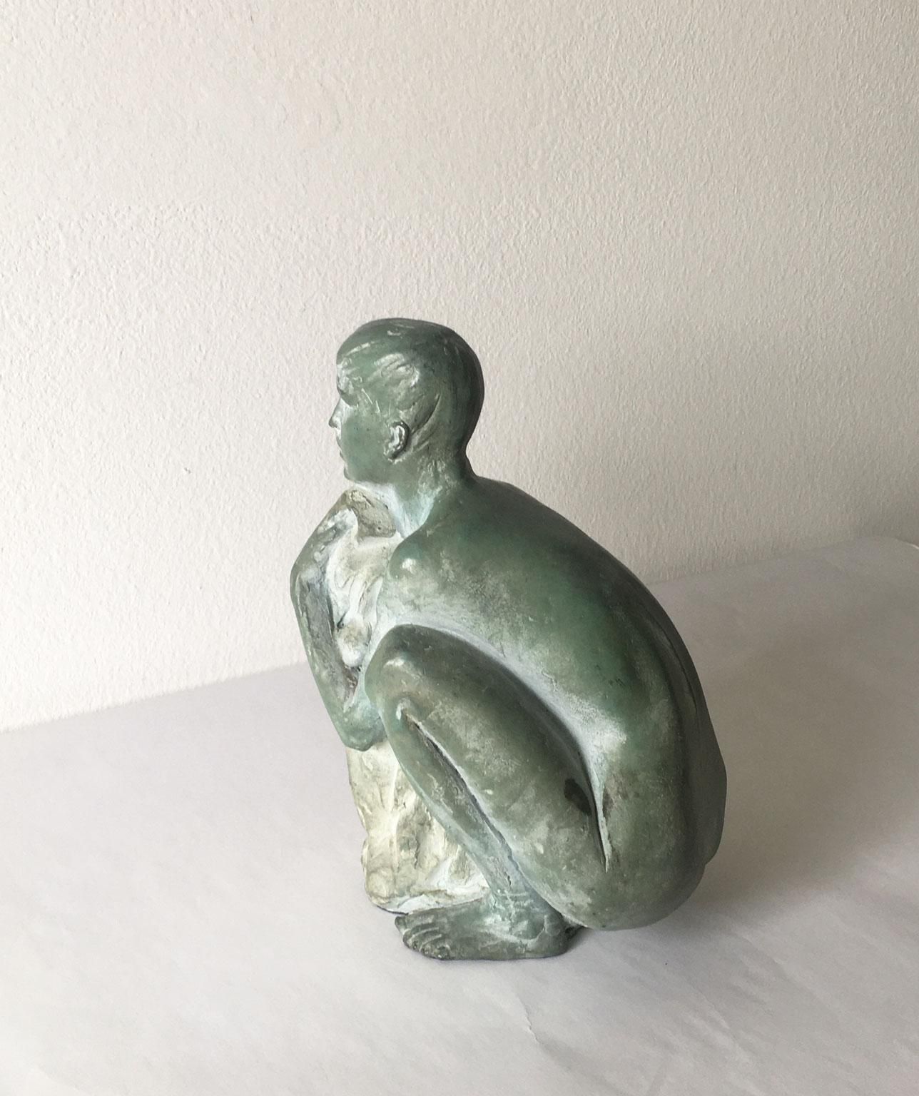 photo buy 1995 Italy Bronze Sculpture By Giuseppe Bergomi Davanti Al Mare