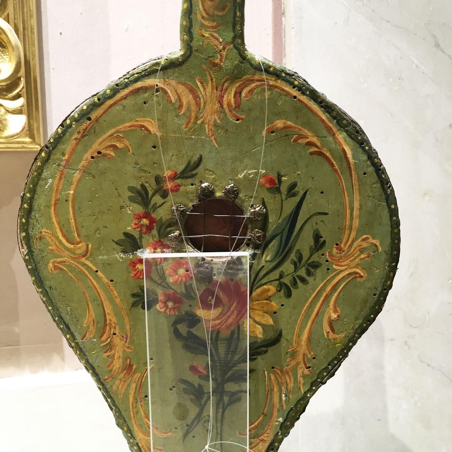 1750 Venezia Italy Green Lacquered Wooden Fireplace Bellows With Flowers photo buy