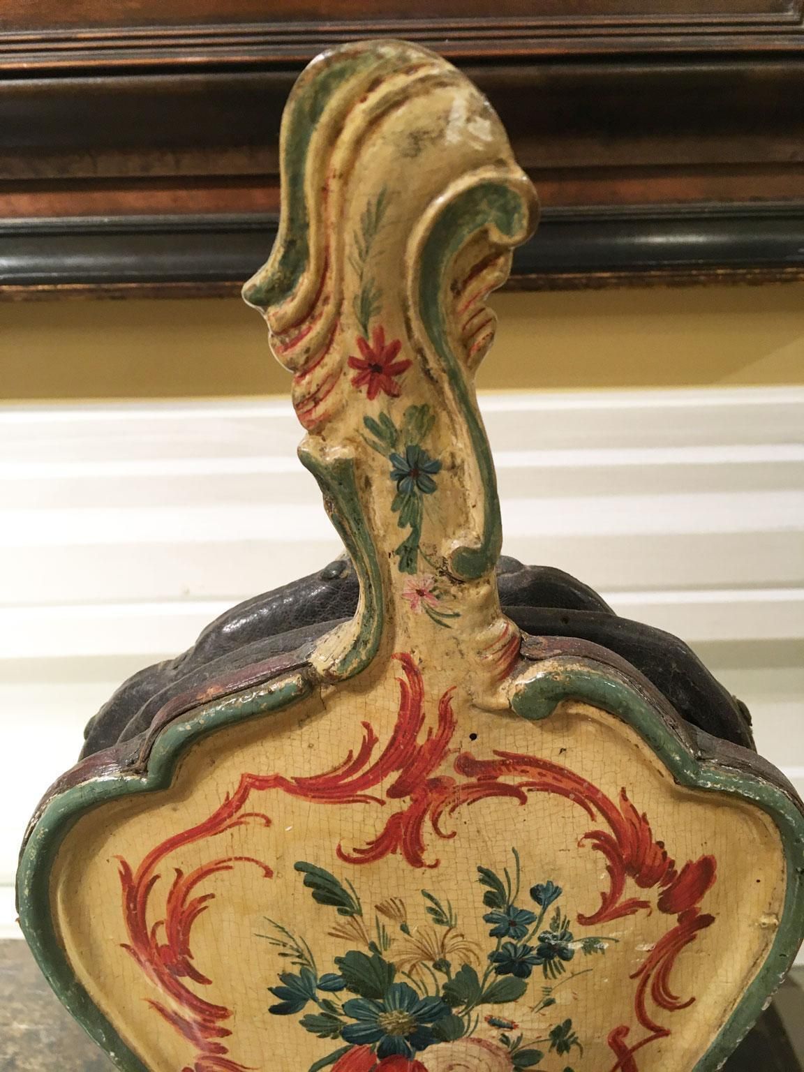 1750 Venezia Italy Yellow Lacquered Carved Wooden Fireplace Bellows With Flowers photo 17013.0