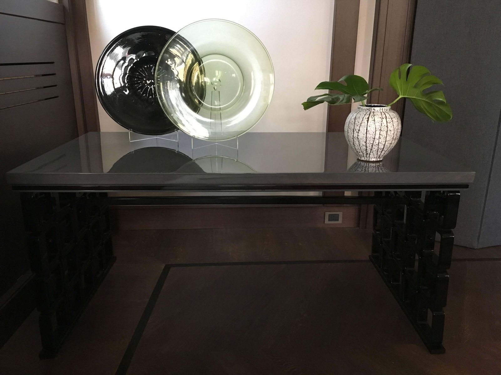 1960 Venezia Italy Mid Century Modern Murano Blown Black Glass Bowl photo furniture