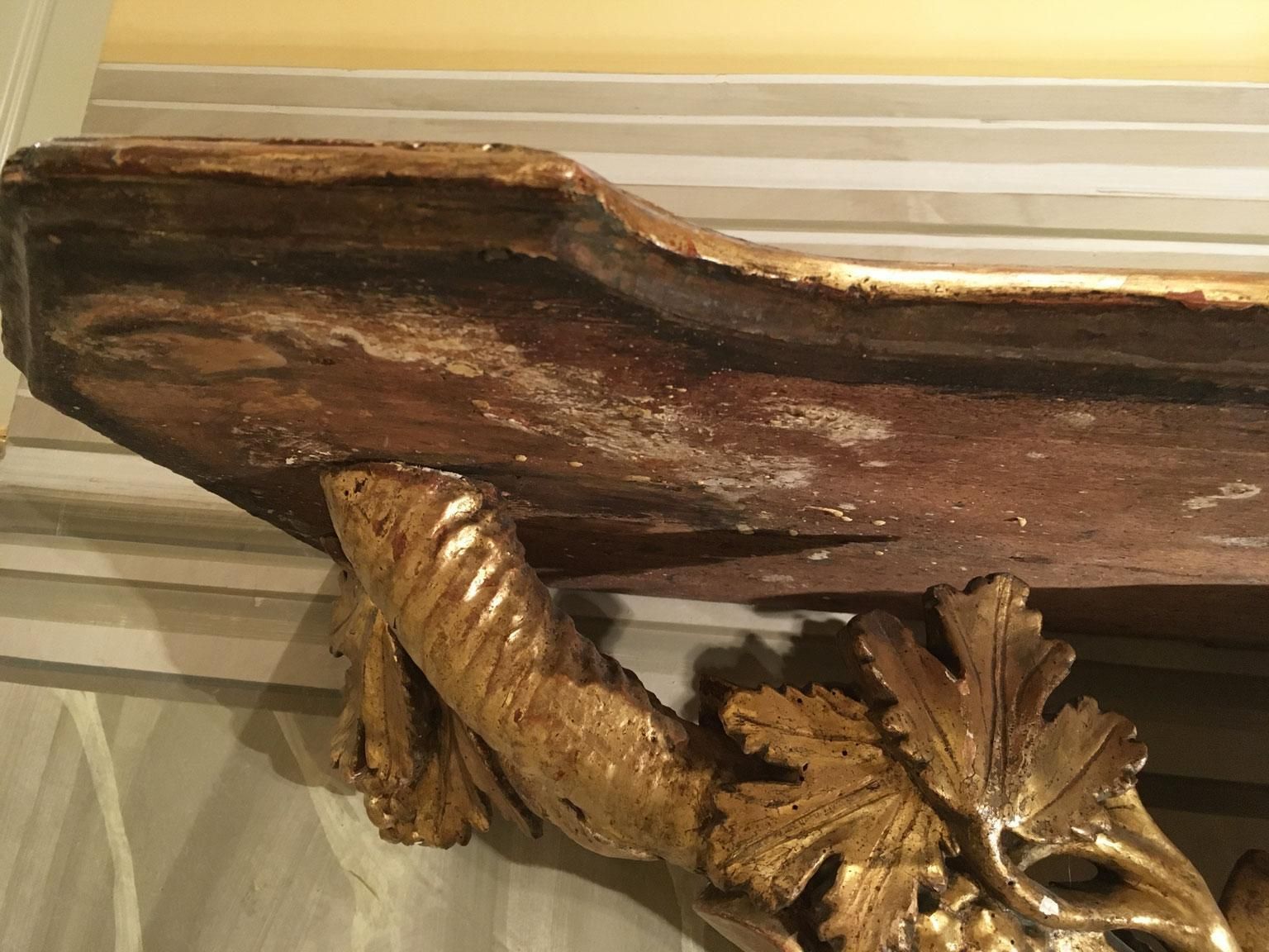 Furniture 1650 Italy Giltwood Carved Console With Leaves And Bunches Of Grapes photo