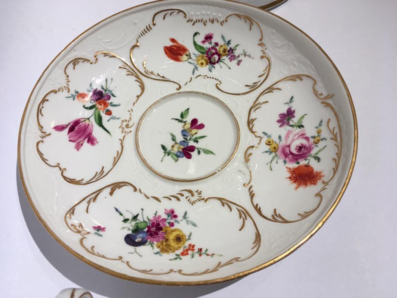 photo for sale Meissen Mid 19thcentury Golden Porcelain Covered Cup Multicolors Flower Drawings