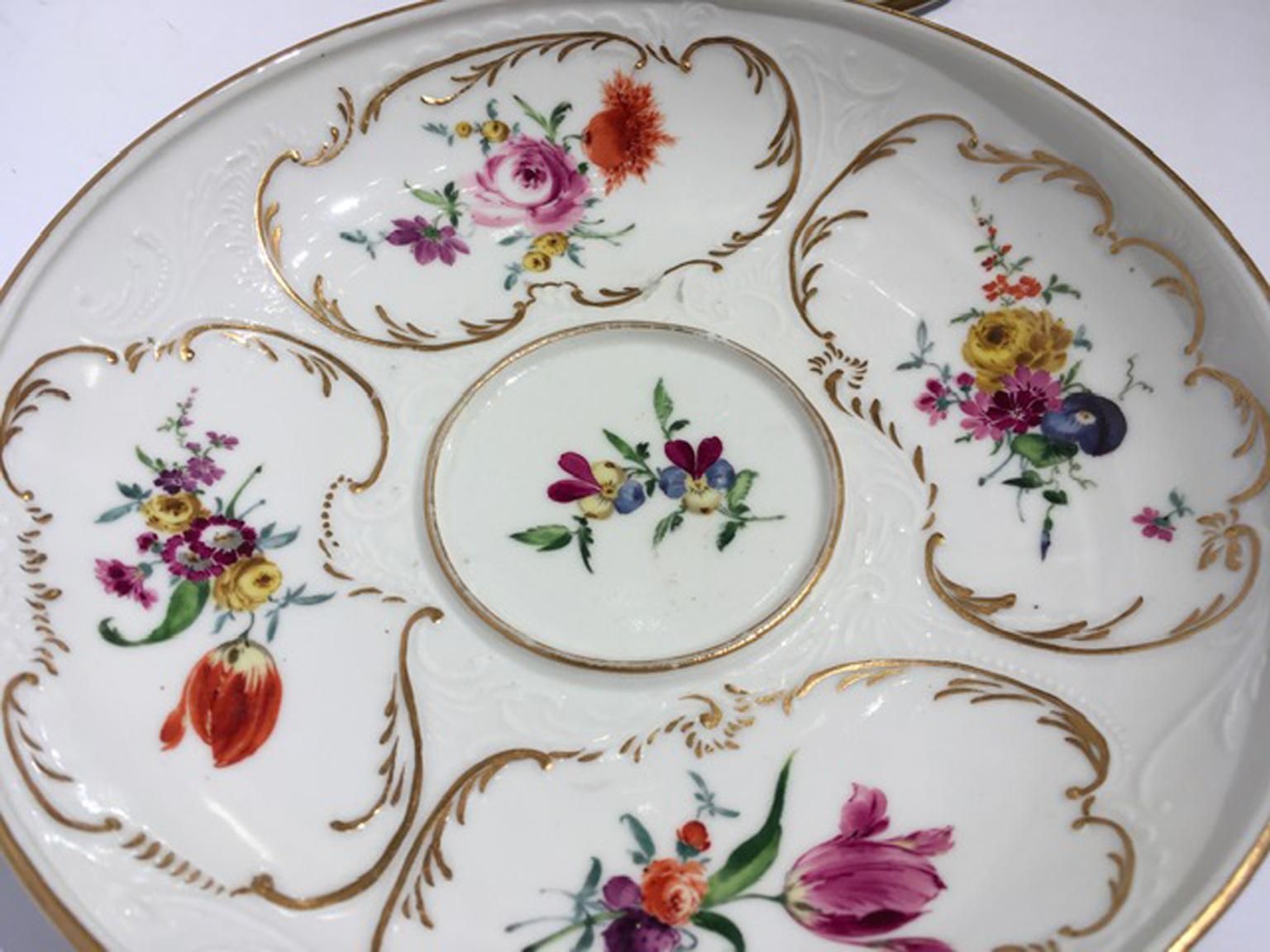 photo buy Meissen Mid 19thcentury Golden Porcelain Covered Cup Multicolors Flower Drawings