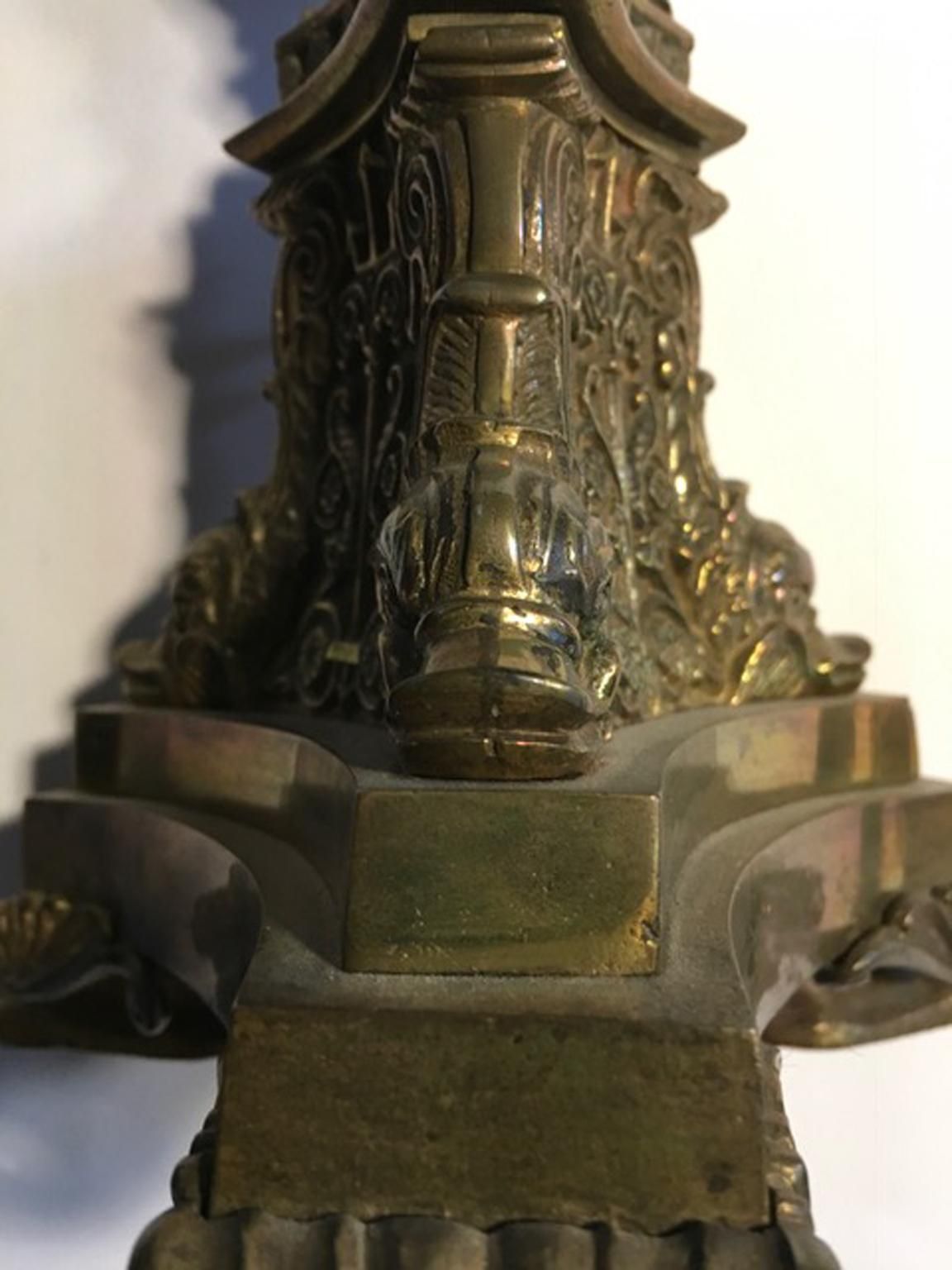 photo buy Italy Late 18th Century Pair Empire Brass Candleholders