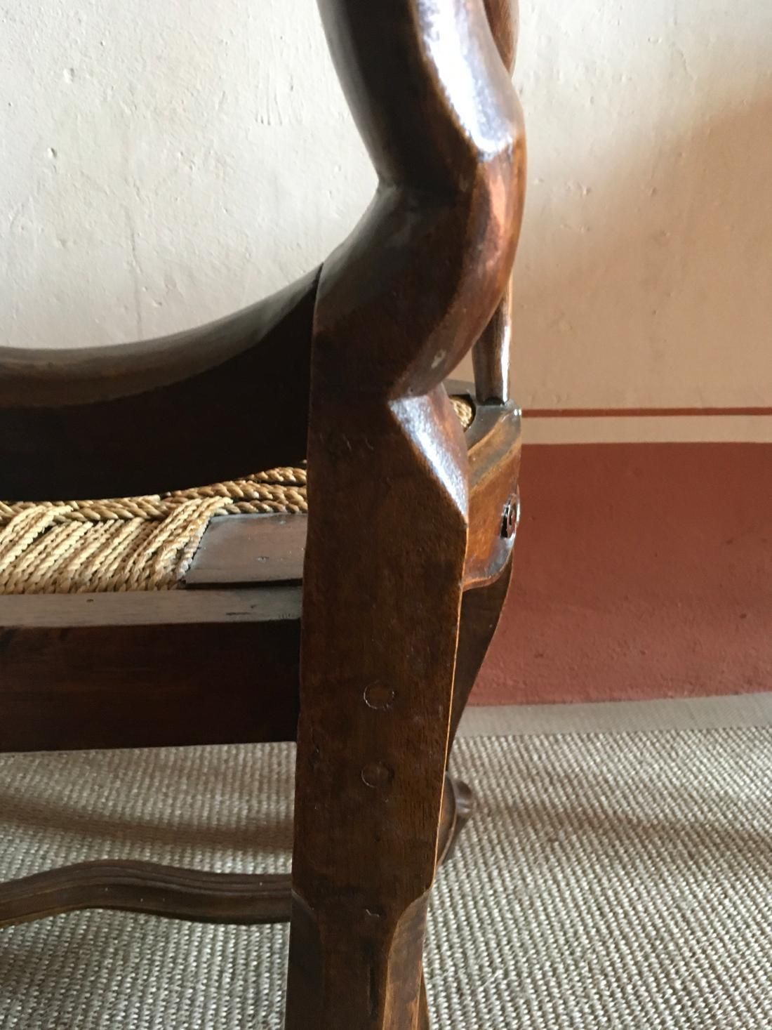 Venezia Mid 18th Century Baroque Hand Carved Walnut Armchair photo vintage