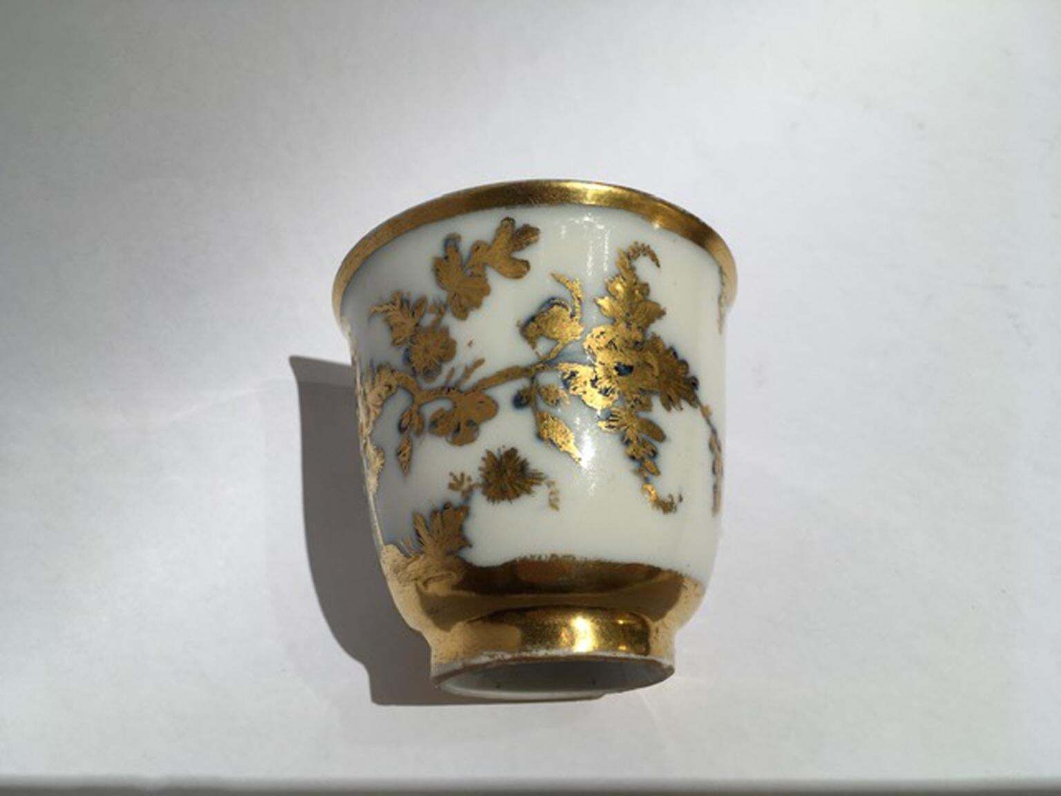 photo buy Meissen Mid 18th Century Cup White Porcelain With Golden Drawings Japonese Style