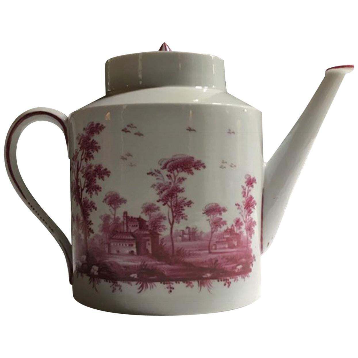 Richard Ginori Late 18th Century Porcelain Tea Pot With Hand Painted Landscapes