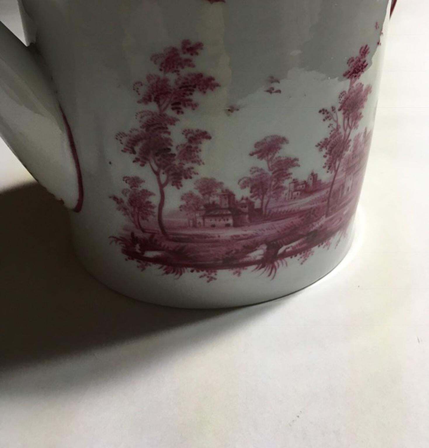 Richard Ginori Late 18th Century Porcelain Tea Pot With Hand Painted Landscapes photo Home Decor