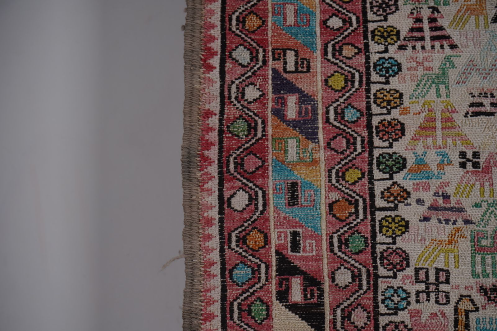 Soumac Kilim Pictorial Animals Rug 4'' X 6'4'' photo vintage
