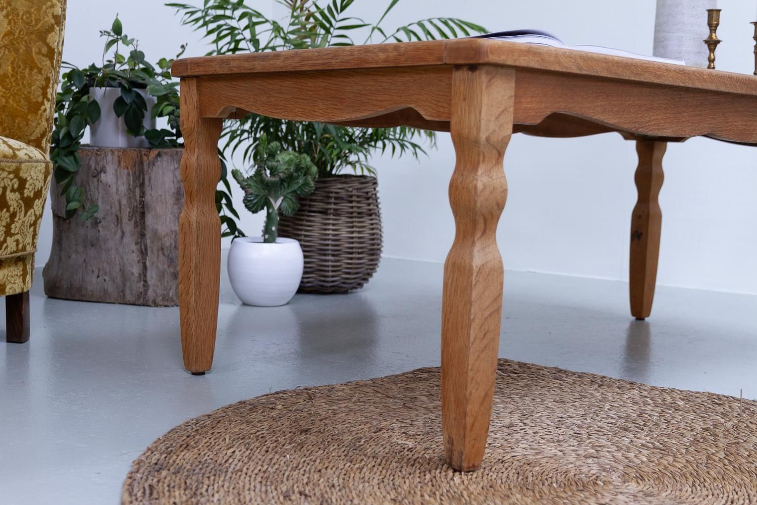 photo buy Vintage Danish Brutalist Coffee Table In Oak With Tiles, 1960s.