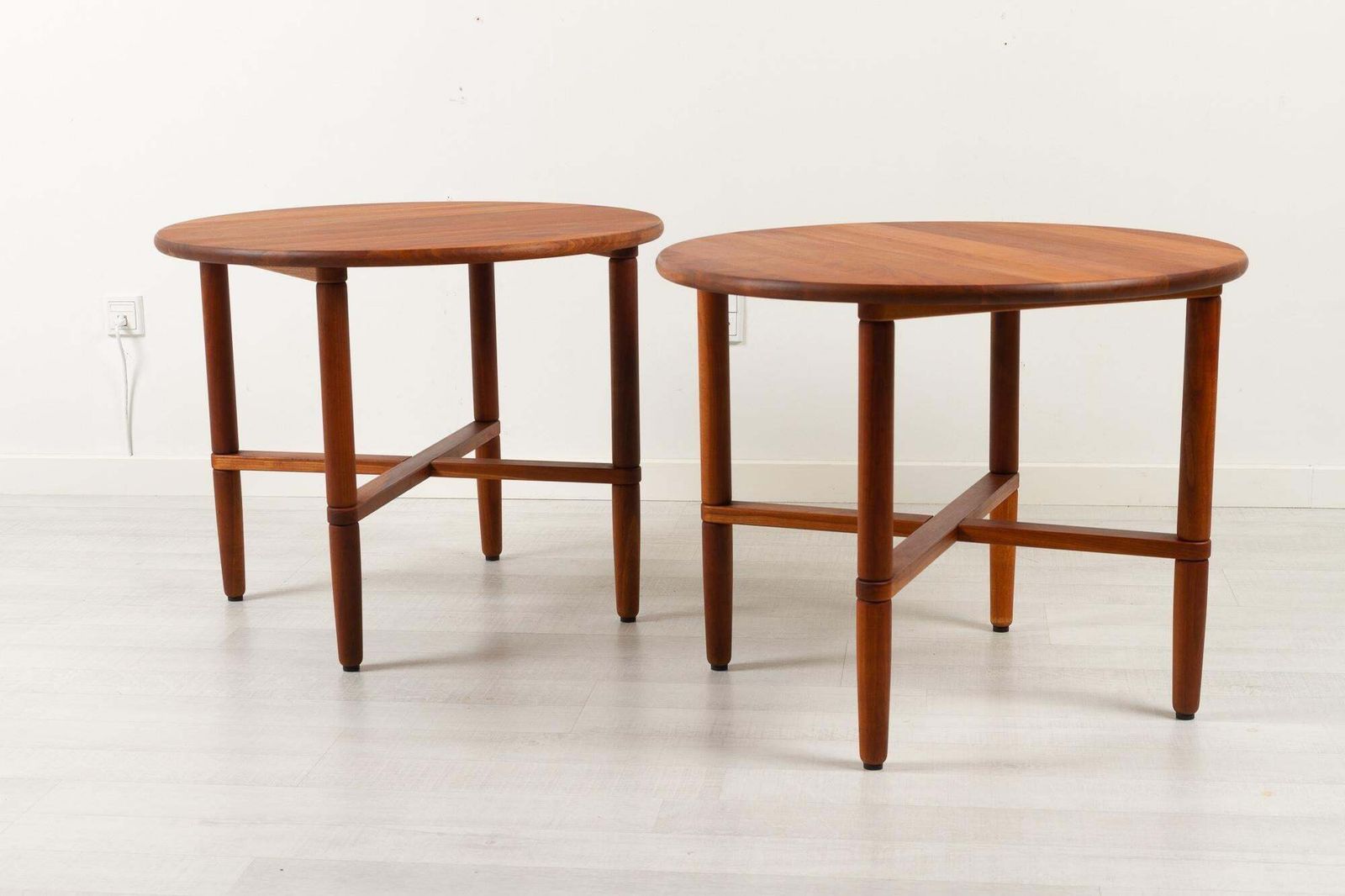 Vintage Danish Cherry Side Tables By Haslev Møbelsnedkeri, 1990s, Set Of 2 photo for sale