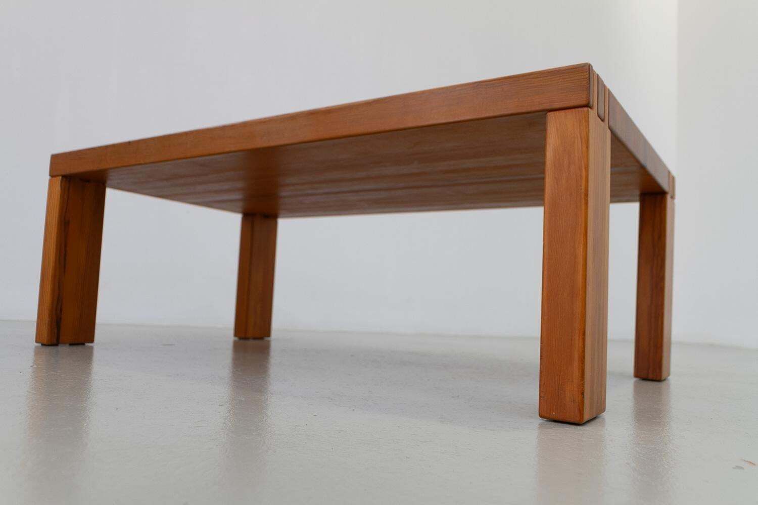 Furniture Danish Modern Rectangular Brutalist Coffee Table In Oregon Pine, 1970s. photo