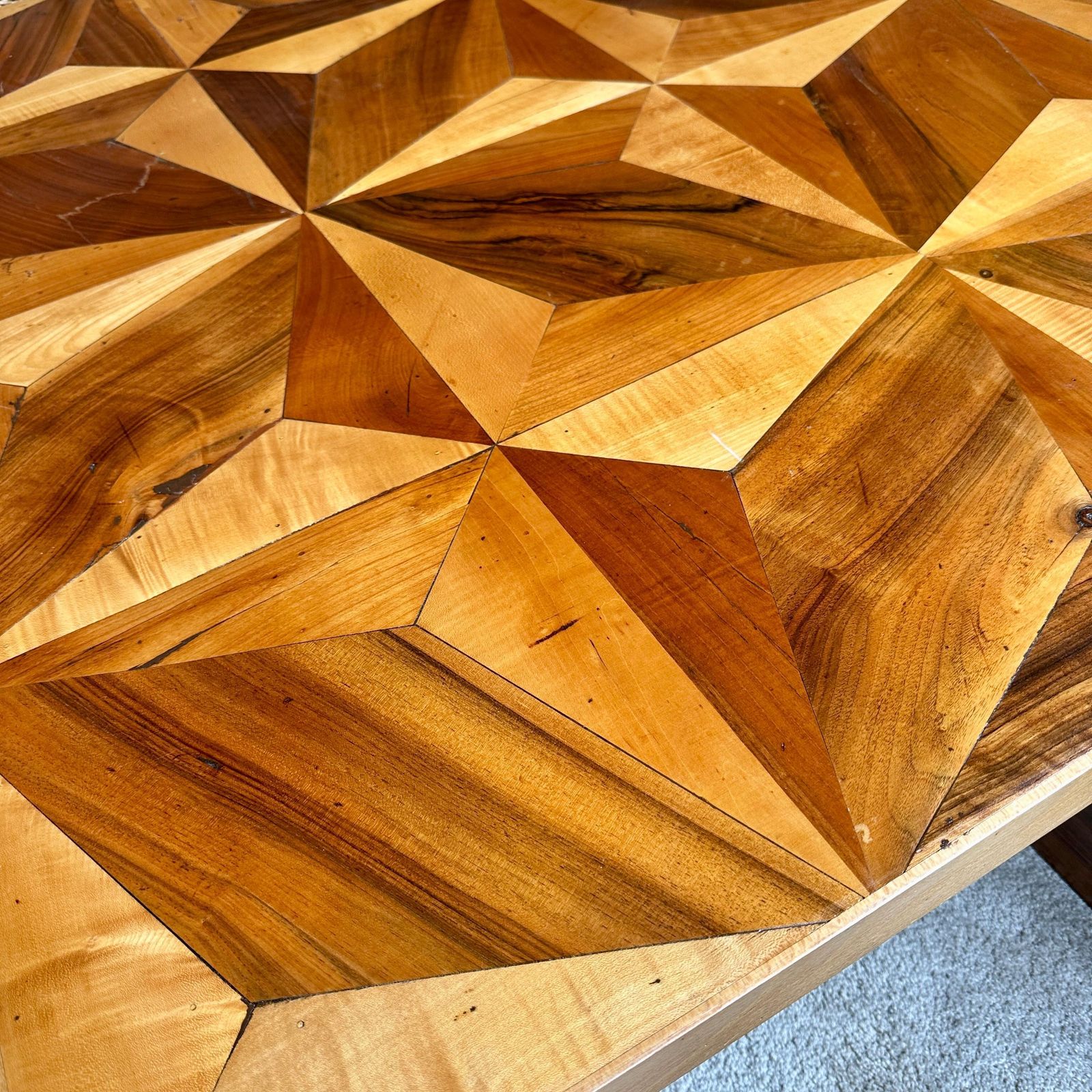 Late 20th Century Italian Wooden Mosaic With Compass Roses Top Coffee Table photo Furniture