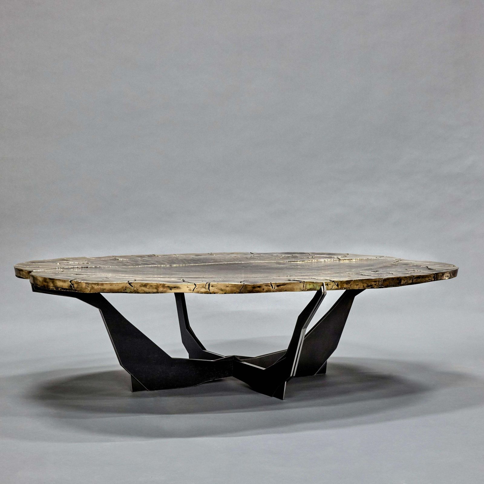 Contemporary Cast Bronze & Black Steel Coffee Table By Atelier Erwan Boulloud photo for sale