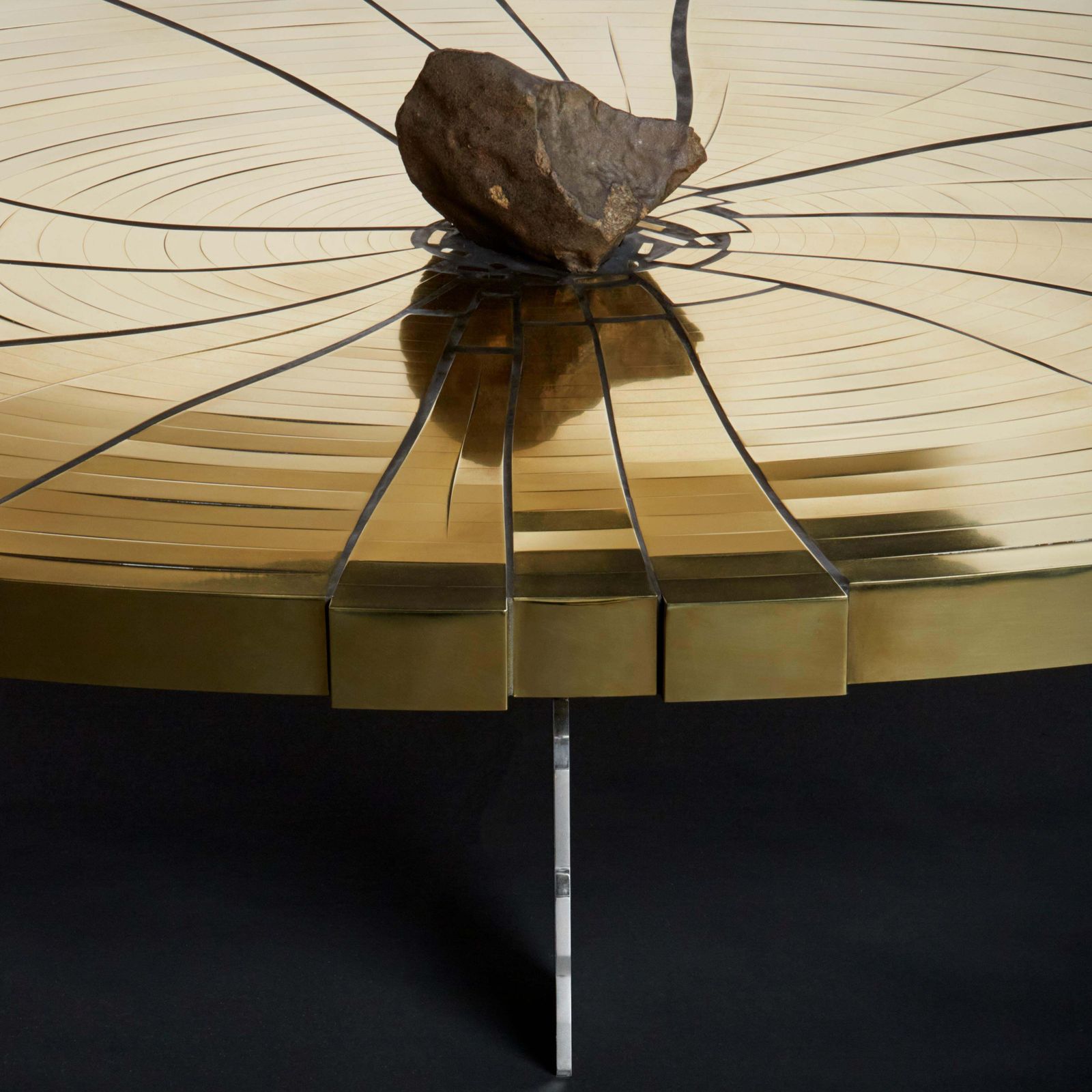 Fracture Cosmique Brass & Black Steel Coffee Table W/Meteorite By Erwan Boulloud photo Furniture