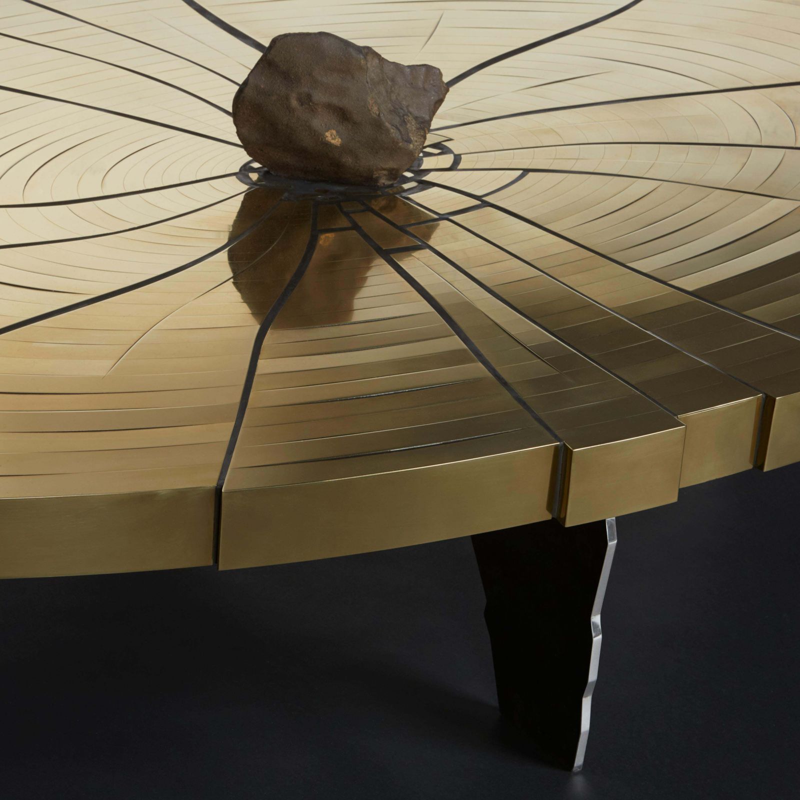 Fracture Cosmique Brass & Black Steel Coffee Table W/Meteorite By Erwan Boulloud photo 39130.0