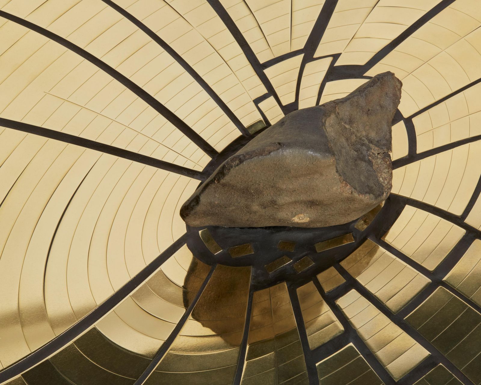 Fracture Cosmique Brass & Black Steel Coffee Table W/Meteorite By Erwan Boulloud photo vintage