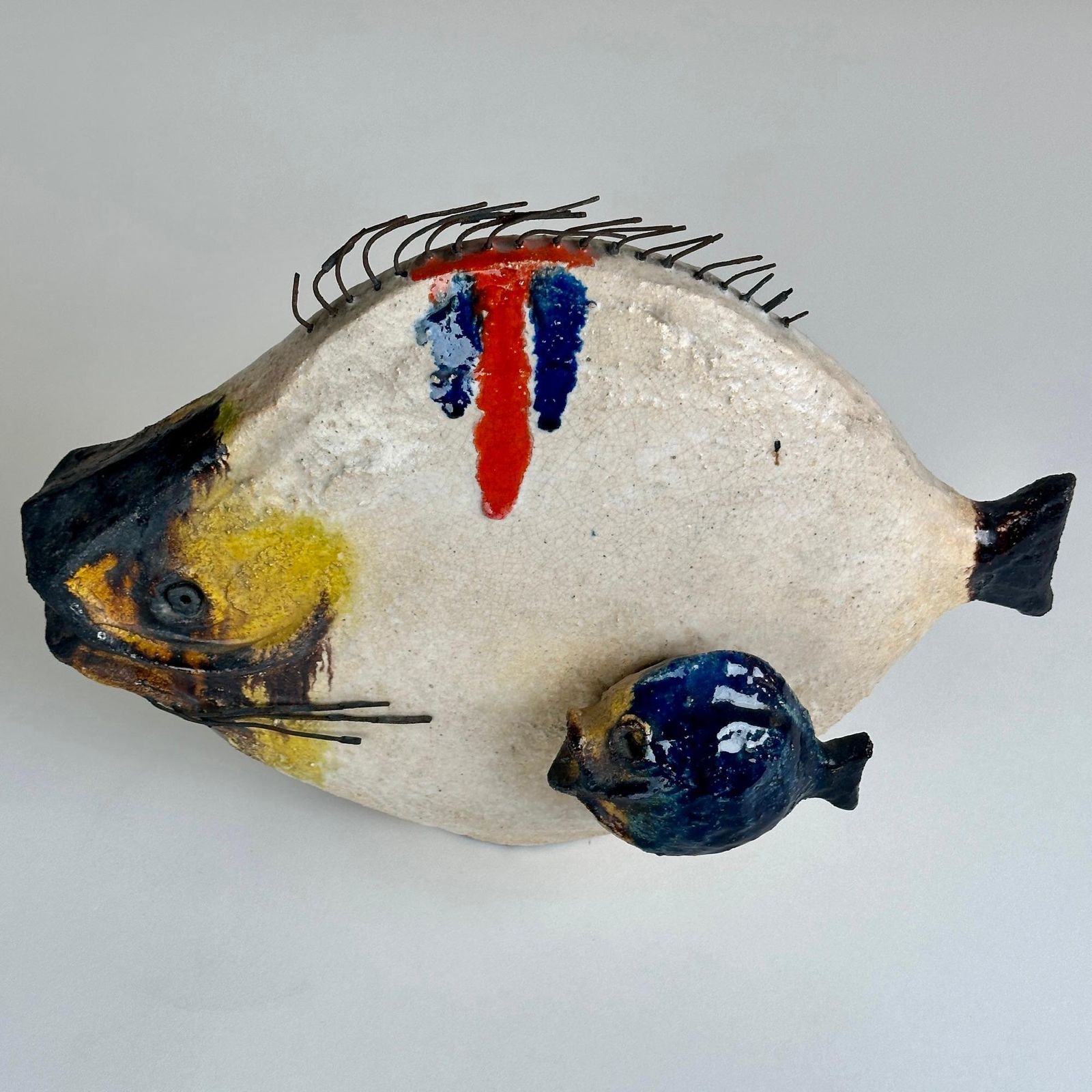 Mid Century Modern Italian Glazed Ceramic Fish Sculpture By Ivo De Santis photo furniture