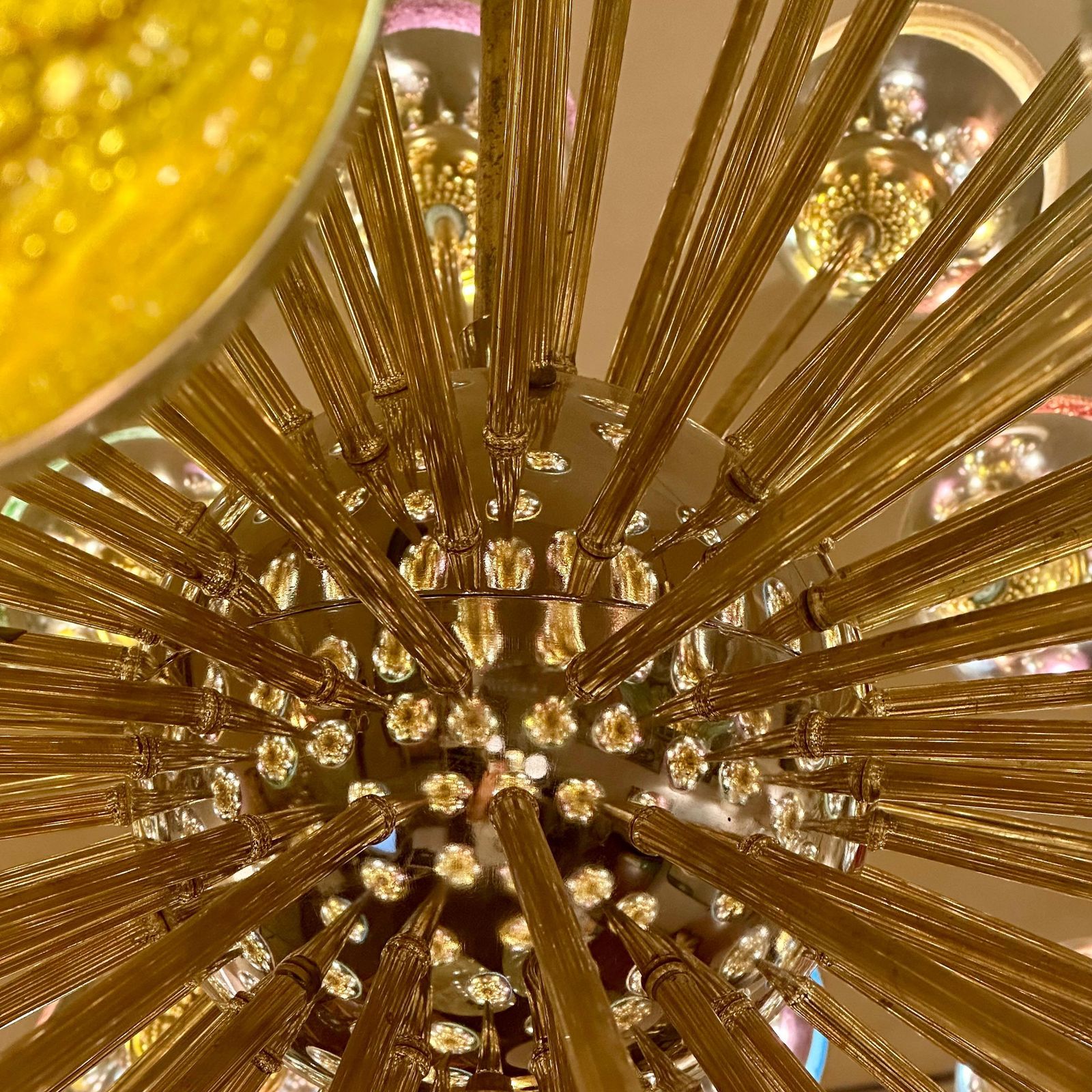 photo furniture Late 20th Century Nickel & Brass Sputnik Chandelier W/ Murano Art Glass Boules
