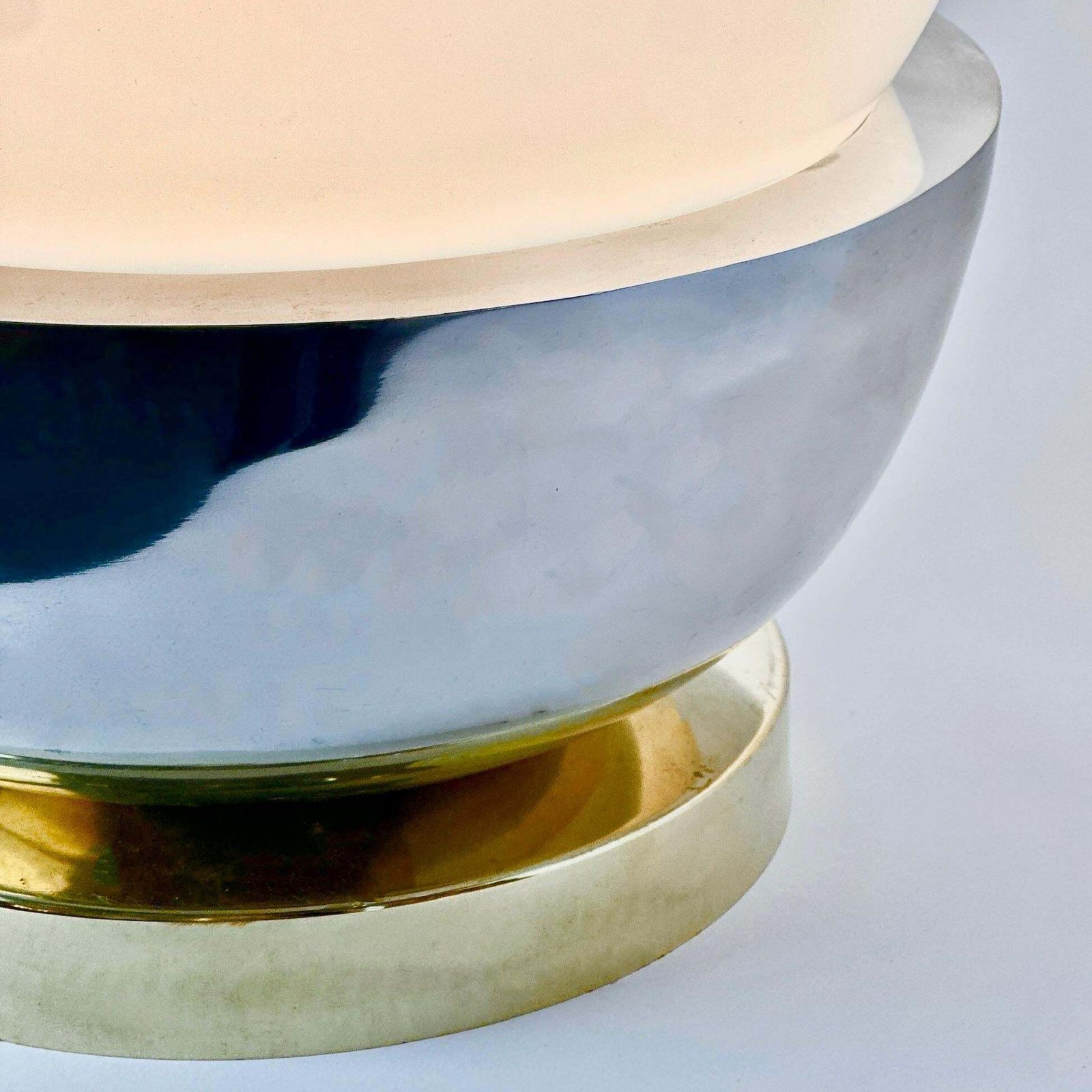 Late 20th Century Pair Of Brass, Steel & Faded Blown Murano Glass Table Lamps photo 3828.0