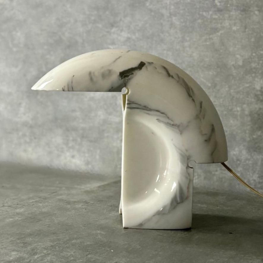 Biagio White Carrara Marble Table Lamp By Tobia Scarpa For Flos Italy 1968 photo for sale