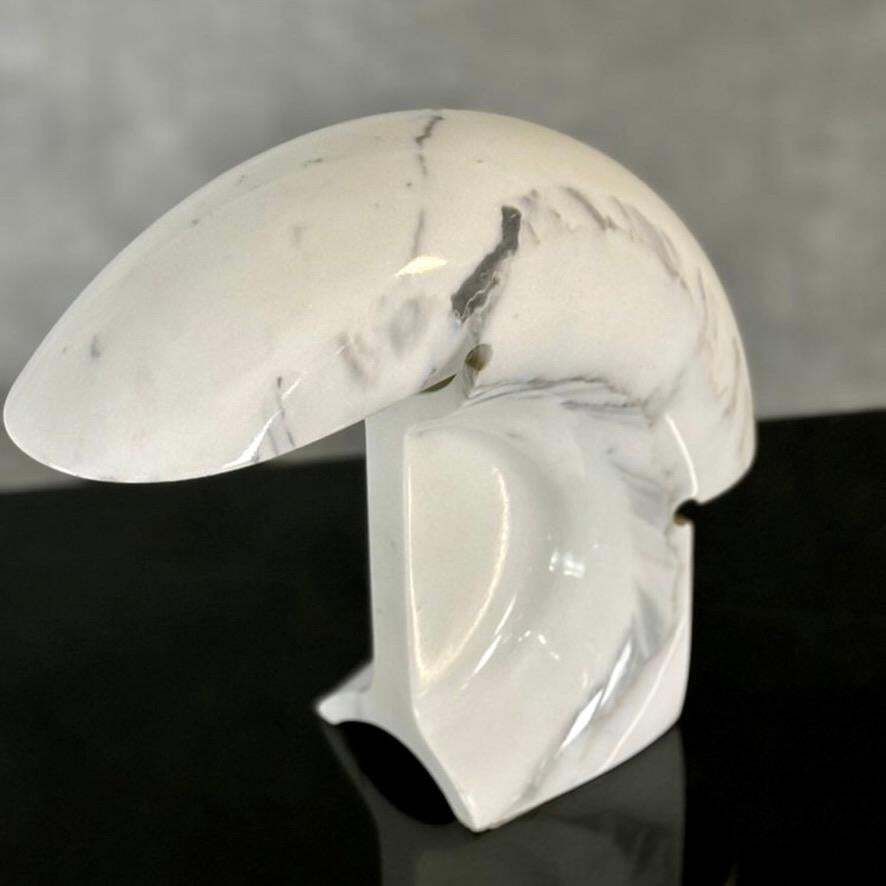 Biagio White Carrara Marble Table Lamp By Tobia Scarpa For Flos Italy 1968 photo vinterior