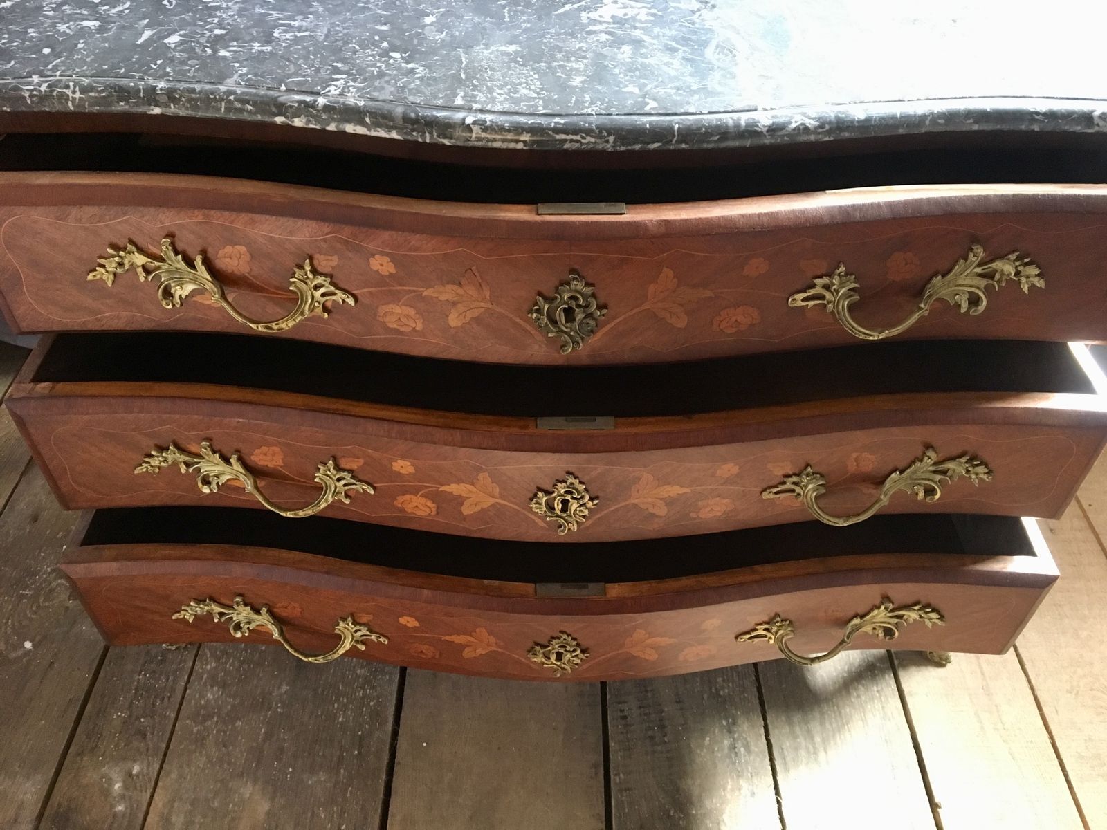 Antique 19th Century French Louis XV Marquetry Napoleon III Commode photo vintage