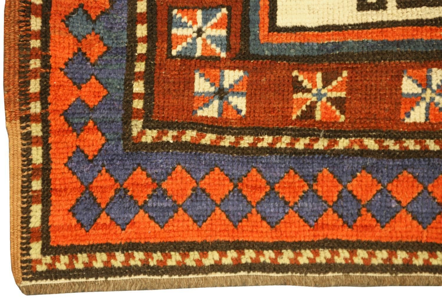 Caucasian Kazak Rust&Beige Wool Antique Fine Moghan Rug, 1880 1900 photo furniture