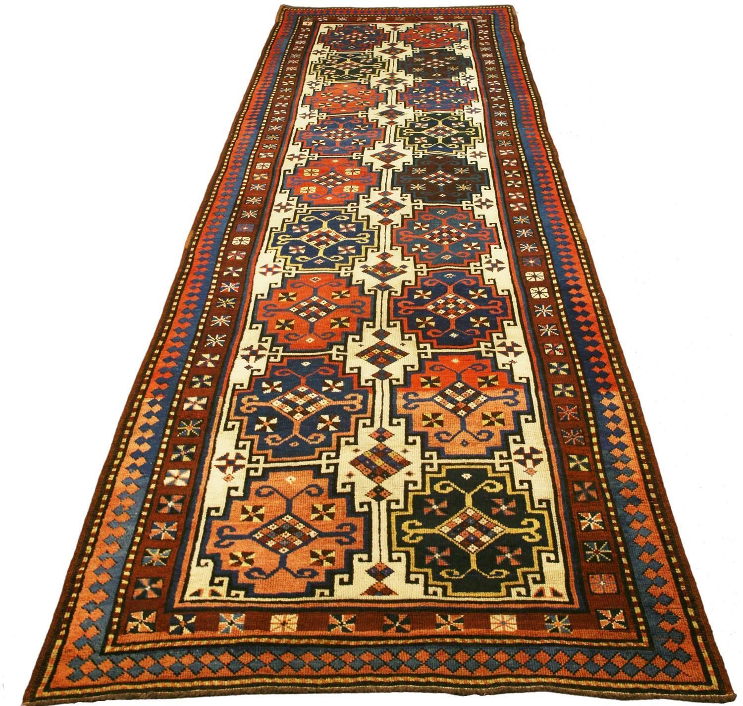 Caucasian Kazak Rust&Beige Wool Antique Fine Moghan Rug, 1880 1900 photo for sale