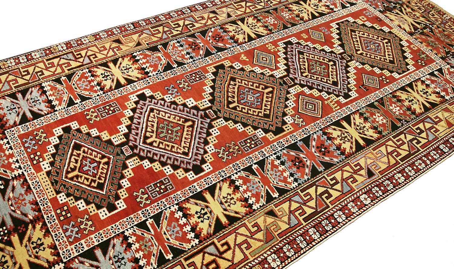 1880 1900 Fine Antique Caucasian Shirvan Rust&Blue Wool Rug photo for sale