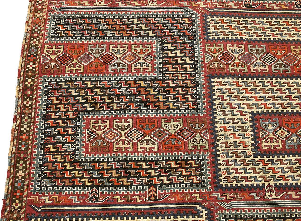 Kilim Rug Caucasian Sileh Dragon Design photo Textiles