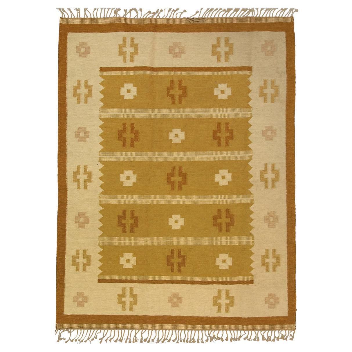Swedsh Kilim Vintage Geometric Cross Design